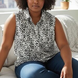 Simply Vera Vera Wang sleeveless button-down blouse Size XXL